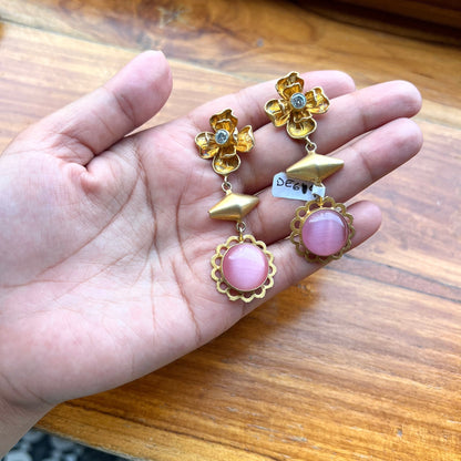 Pink Gold Floral Earrings