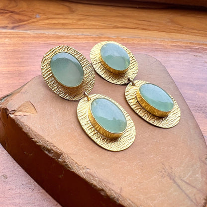 Chalcedony Gold Earrings