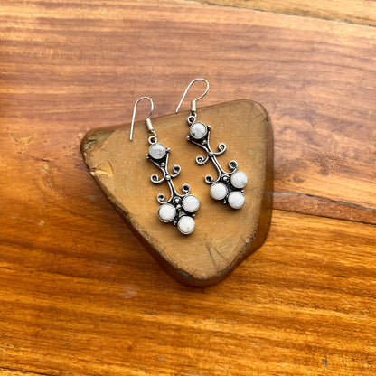 Silver Moonstone Dangle Earrings