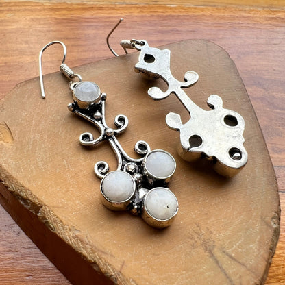 Silver Moonstone Dangle Earrings