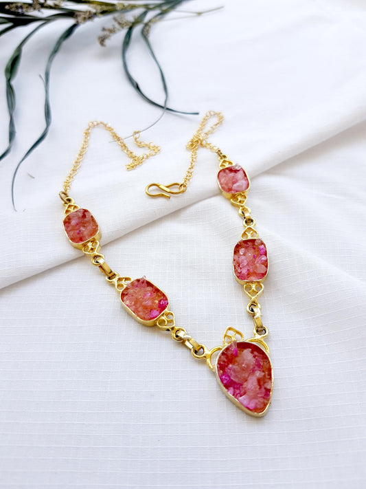 Pink Druzy Bib Necklace