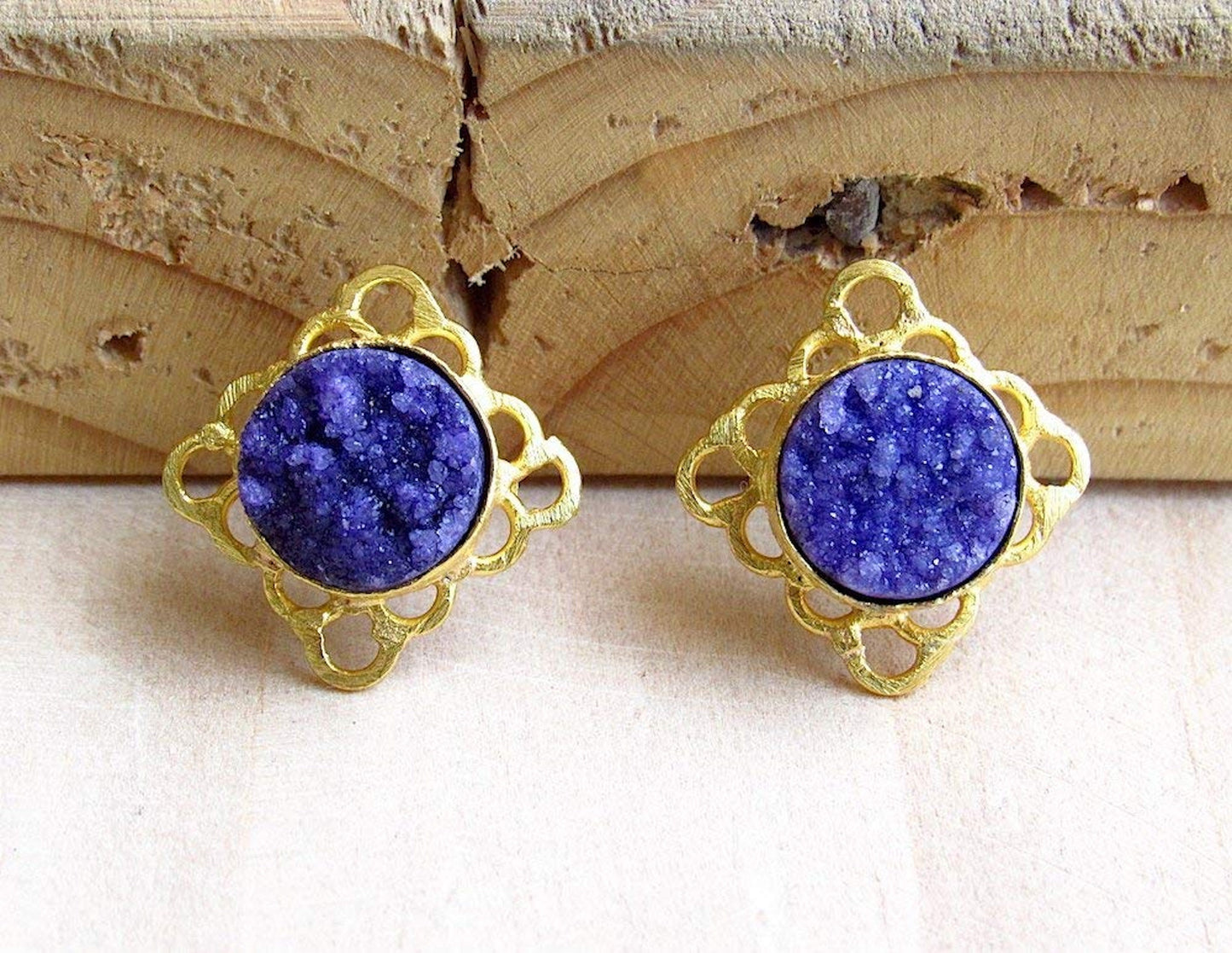 Purple/Blue Druzy Studs