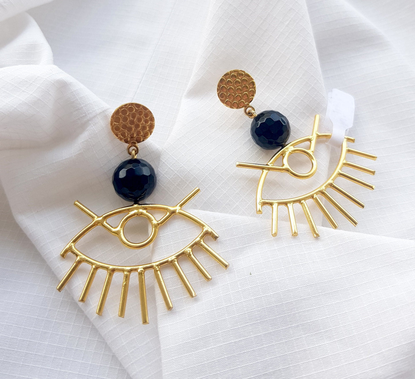 Black Onyx Evil Eye Earrings