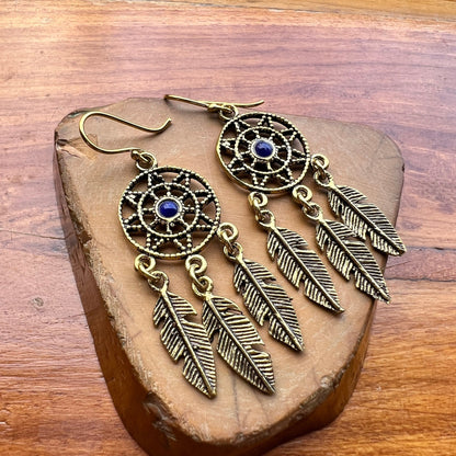 Dream Catcher Onyx Garnet Earrings