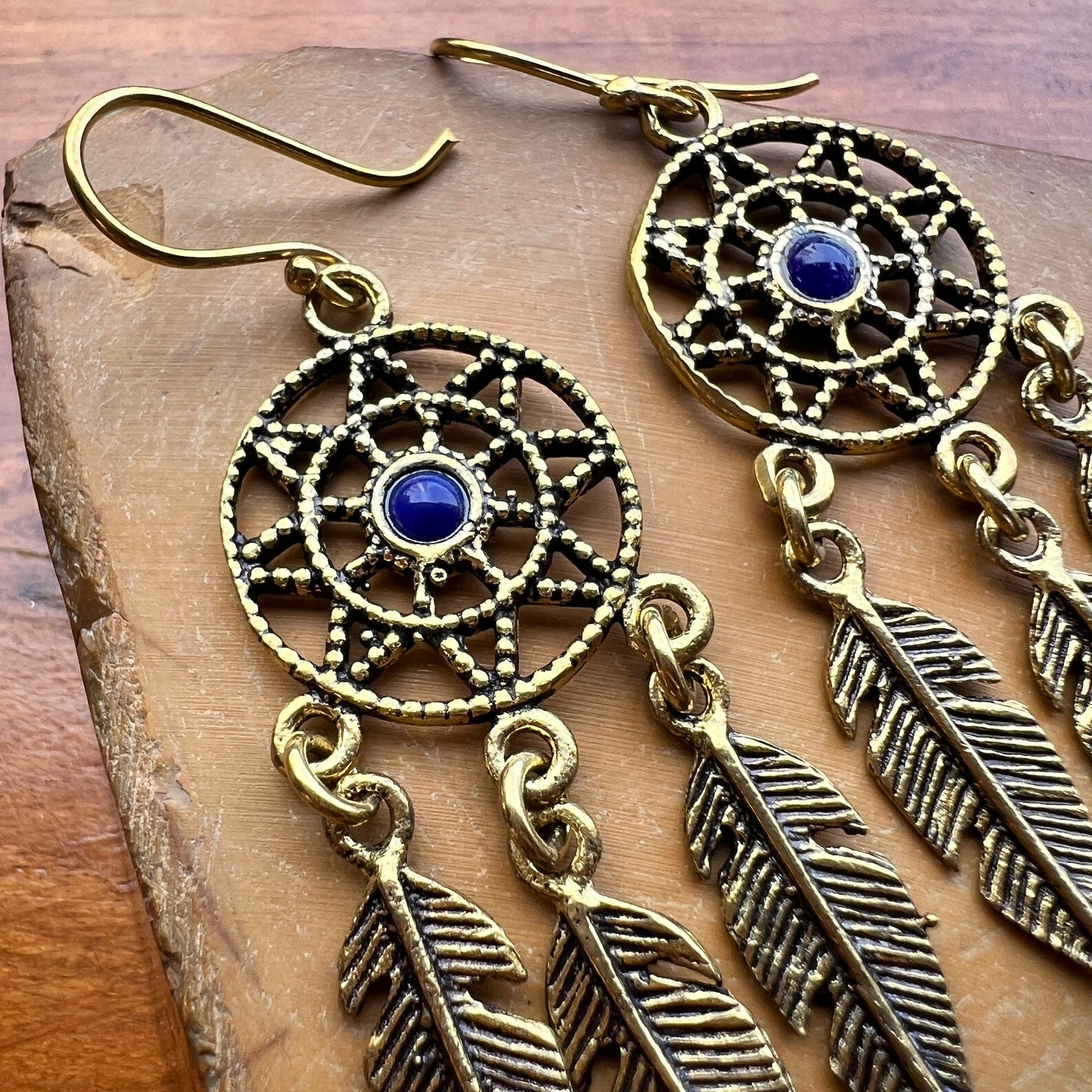 Dream Catcher Onyx Garnet Earrings