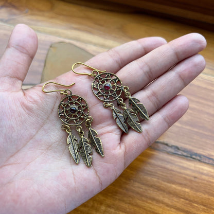 Dream Catcher Onyx Garnet Earrings