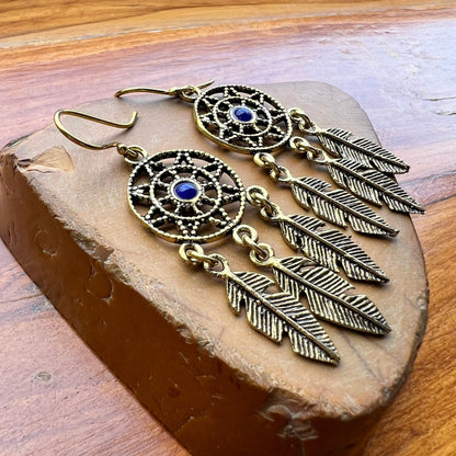 Dream Catcher Onyx Garnet Earrings