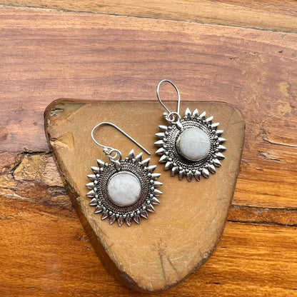 Oxidized Moonstone Earrings