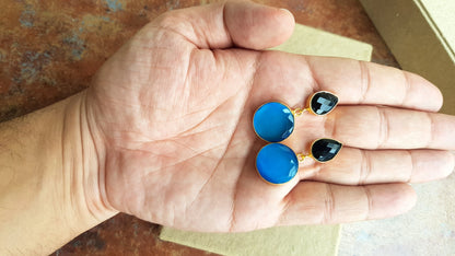 Black Blue Onyx Earrings