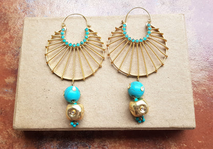 Turquoise Chaandbali Earrings