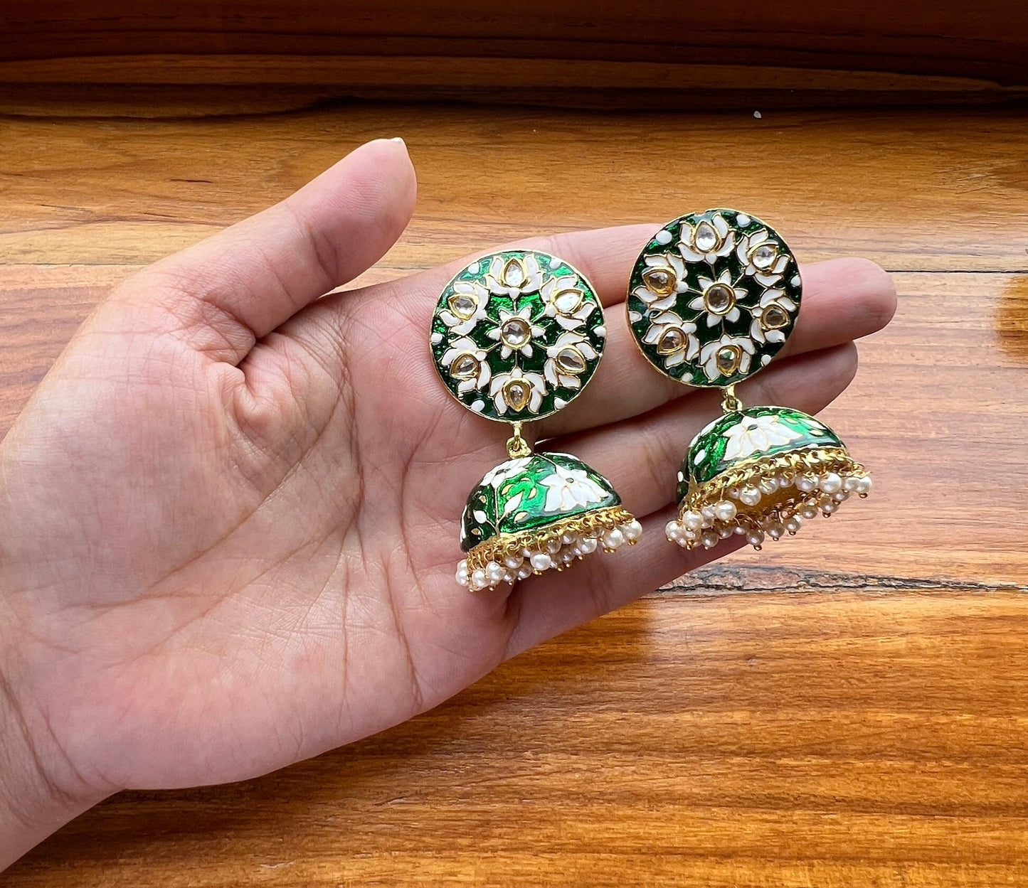 Rose Cut Pearl Jhumkas