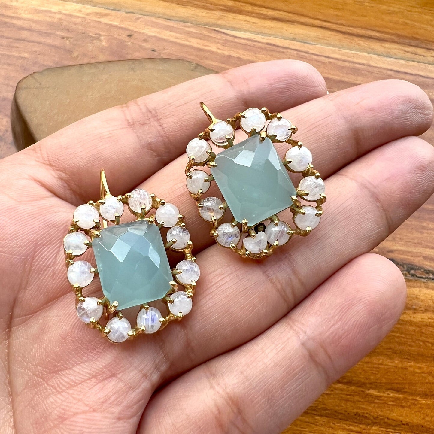 Chalcedony & Moonstone Earrings