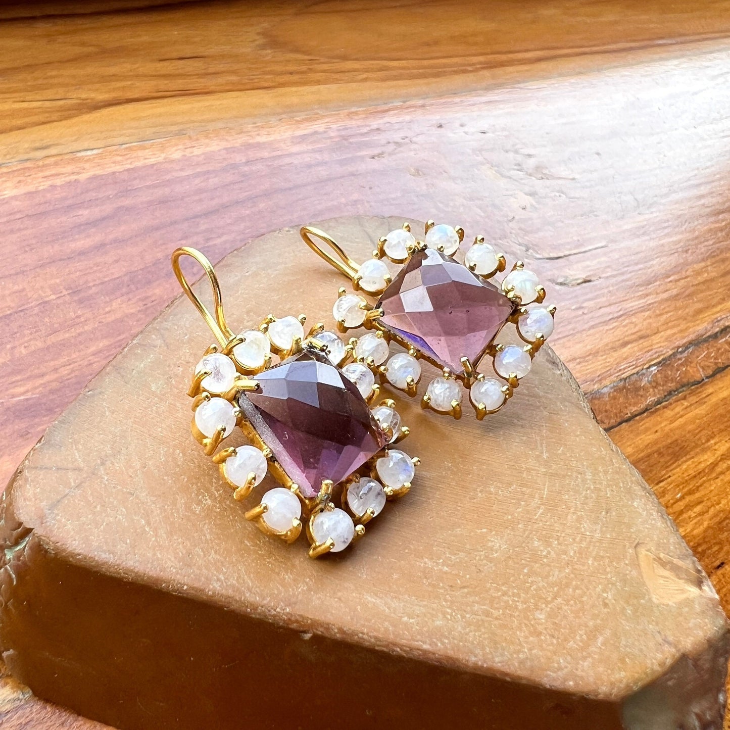 Amethyst Moonstone Earrings