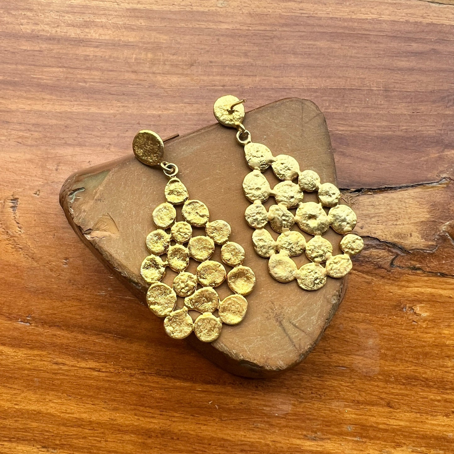 Gold Hammered Brass Dangles