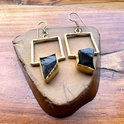 Smoky Quartz Onyx Earrings