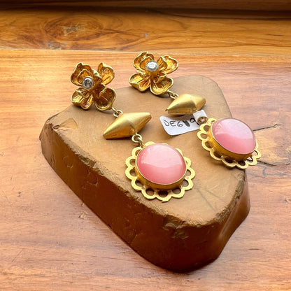 Pink Gold Floral Earrings