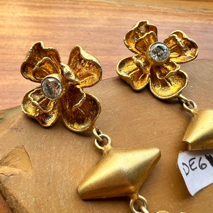 Pink Gold Floral Earrings