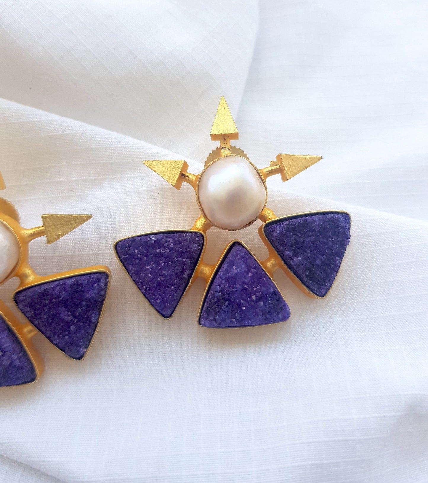 Purple Spike Statement Earrings