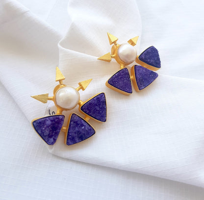 Purple Spike Statement Earrings