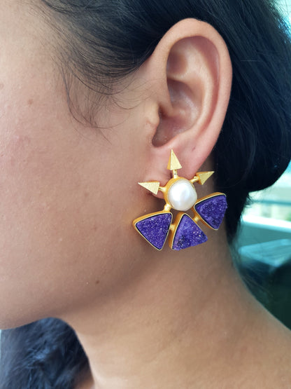 Purple Spike Statement Earrings