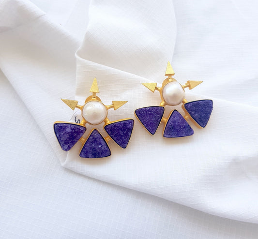 Purple Spike Statement Earrings