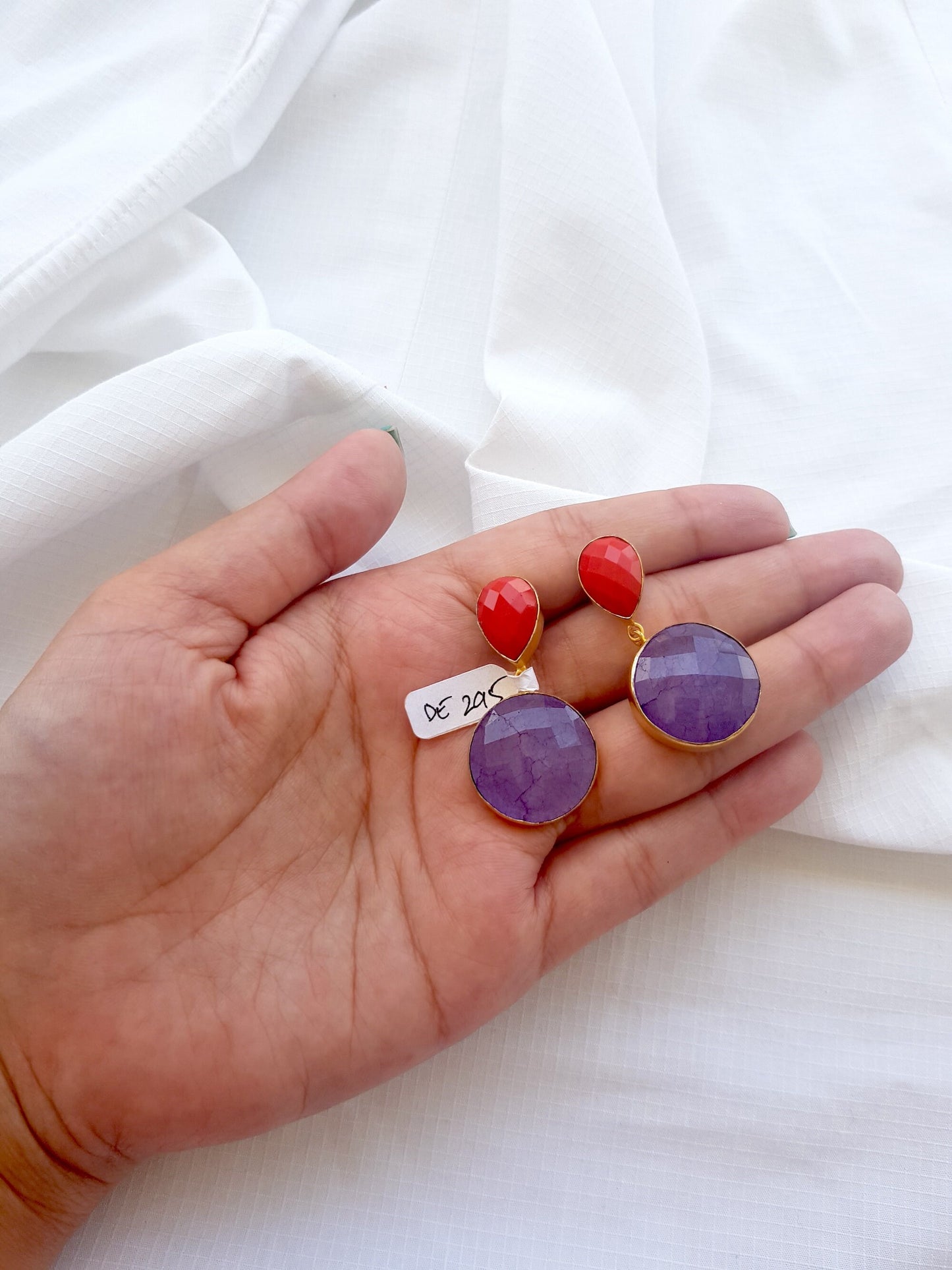 Red Blue Onyx Earrings