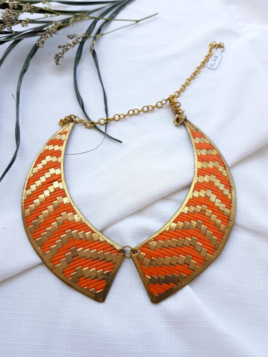 Orange Gold Bib Necklace