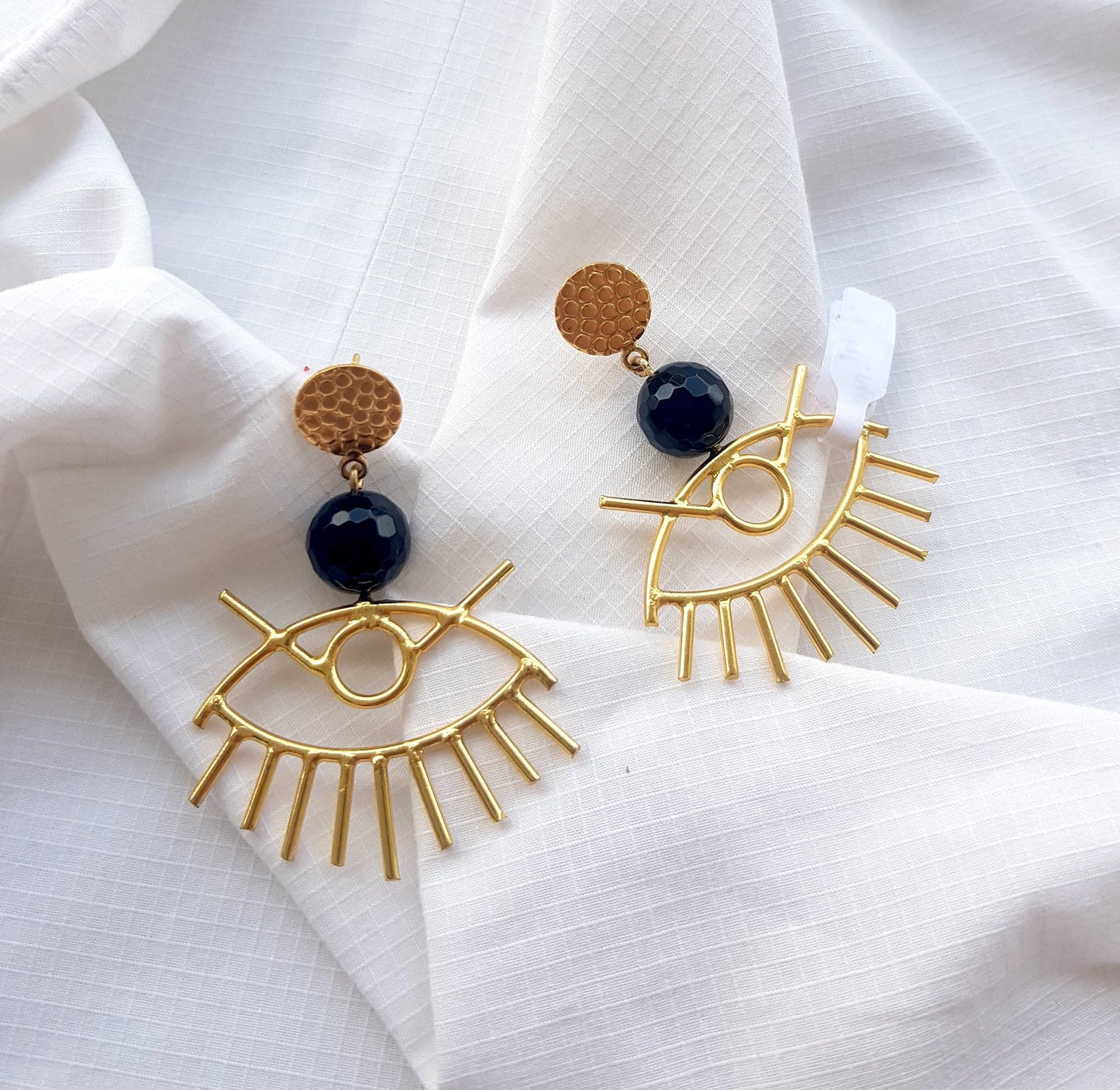 Black Onyx Evil Eye Earrings