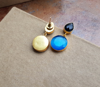 Black Blue Onyx Earrings