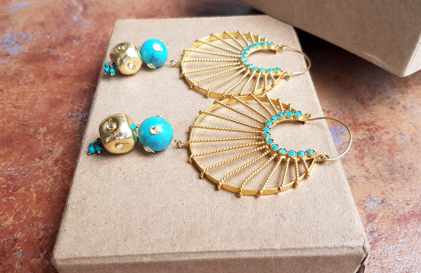 Turquoise Chaandbali Earrings