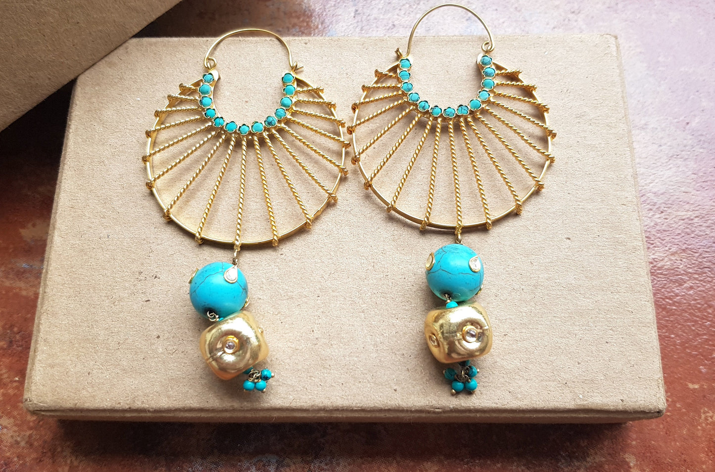 Turquoise Chaandbali Earrings