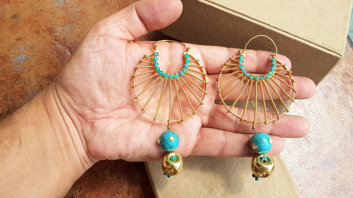 Turquoise Chaandbali Earrings