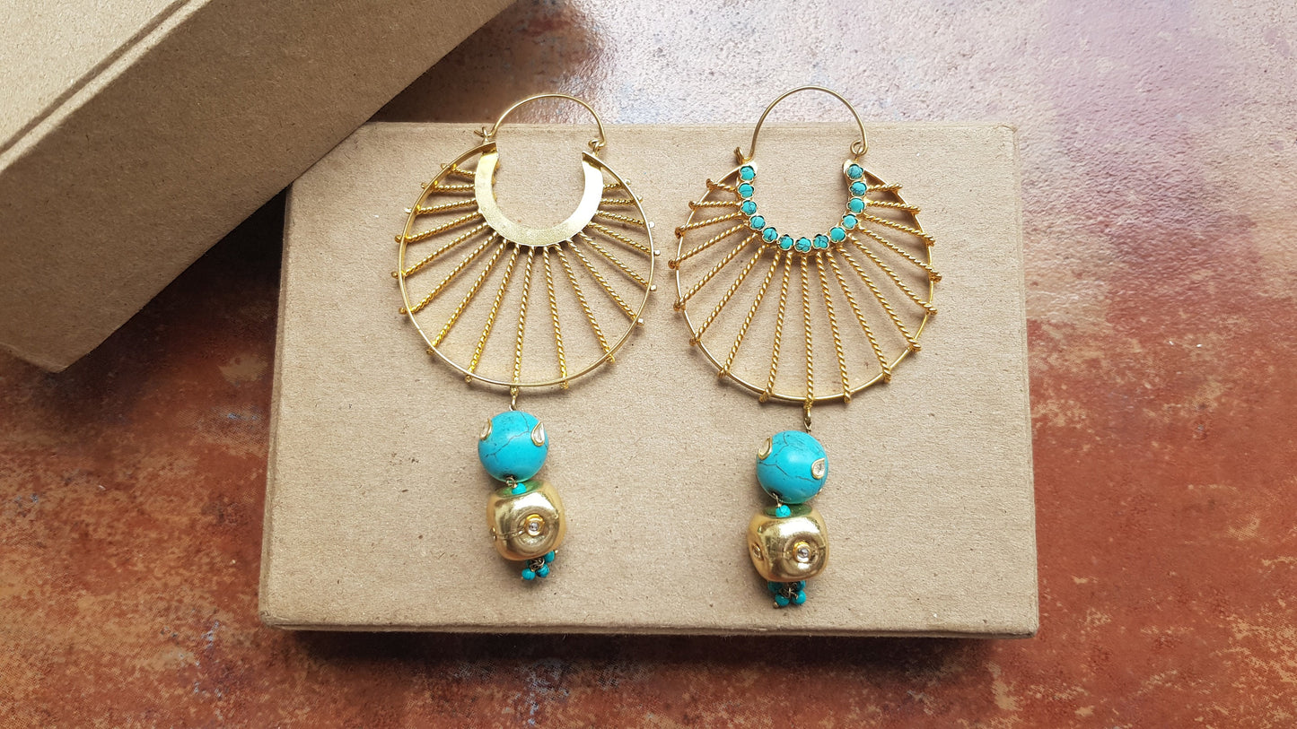 Turquoise Chaandbali Earrings