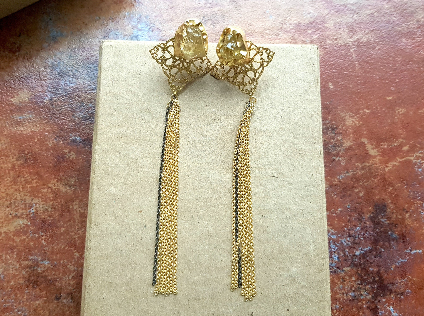 Yellow Citrine Tassel Earrings