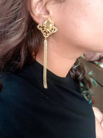 Yellow Citrine Tassel Earrings