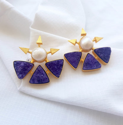 Purple Spike Statement Earrings