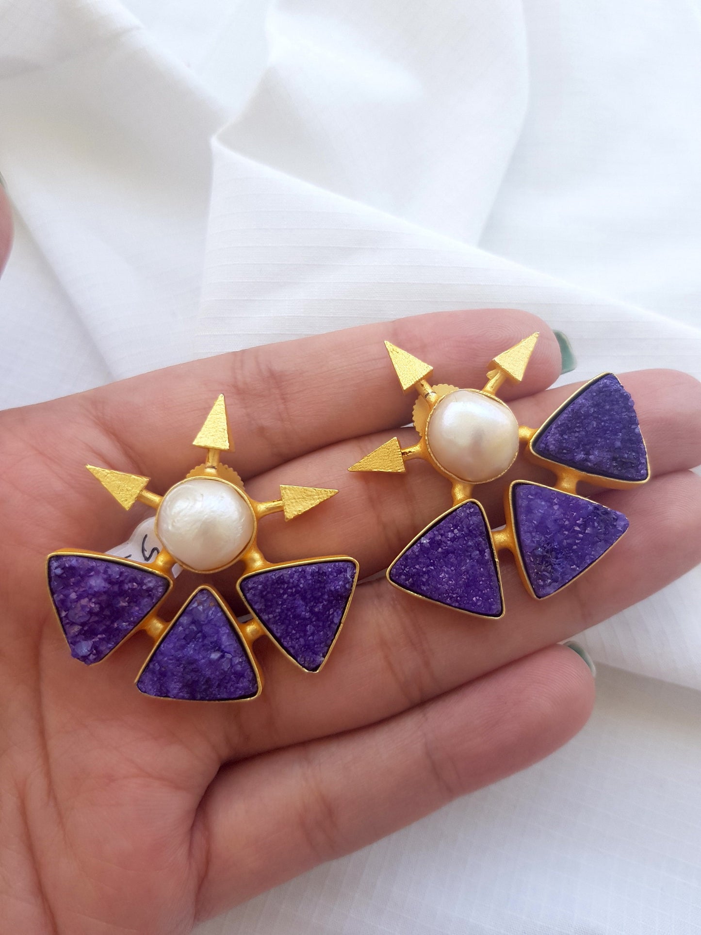 Purple Spike Statement Earrings