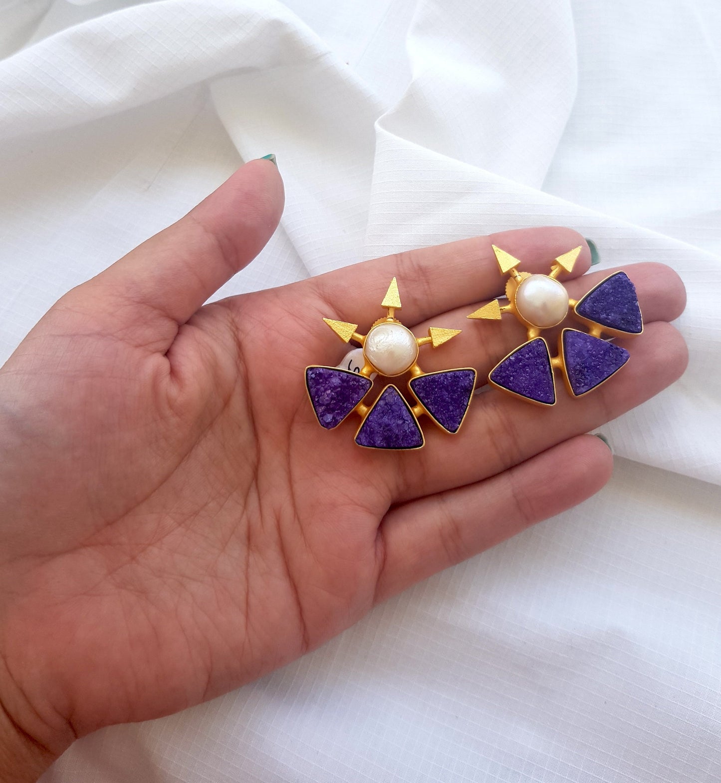 Purple Spike Statement Earrings