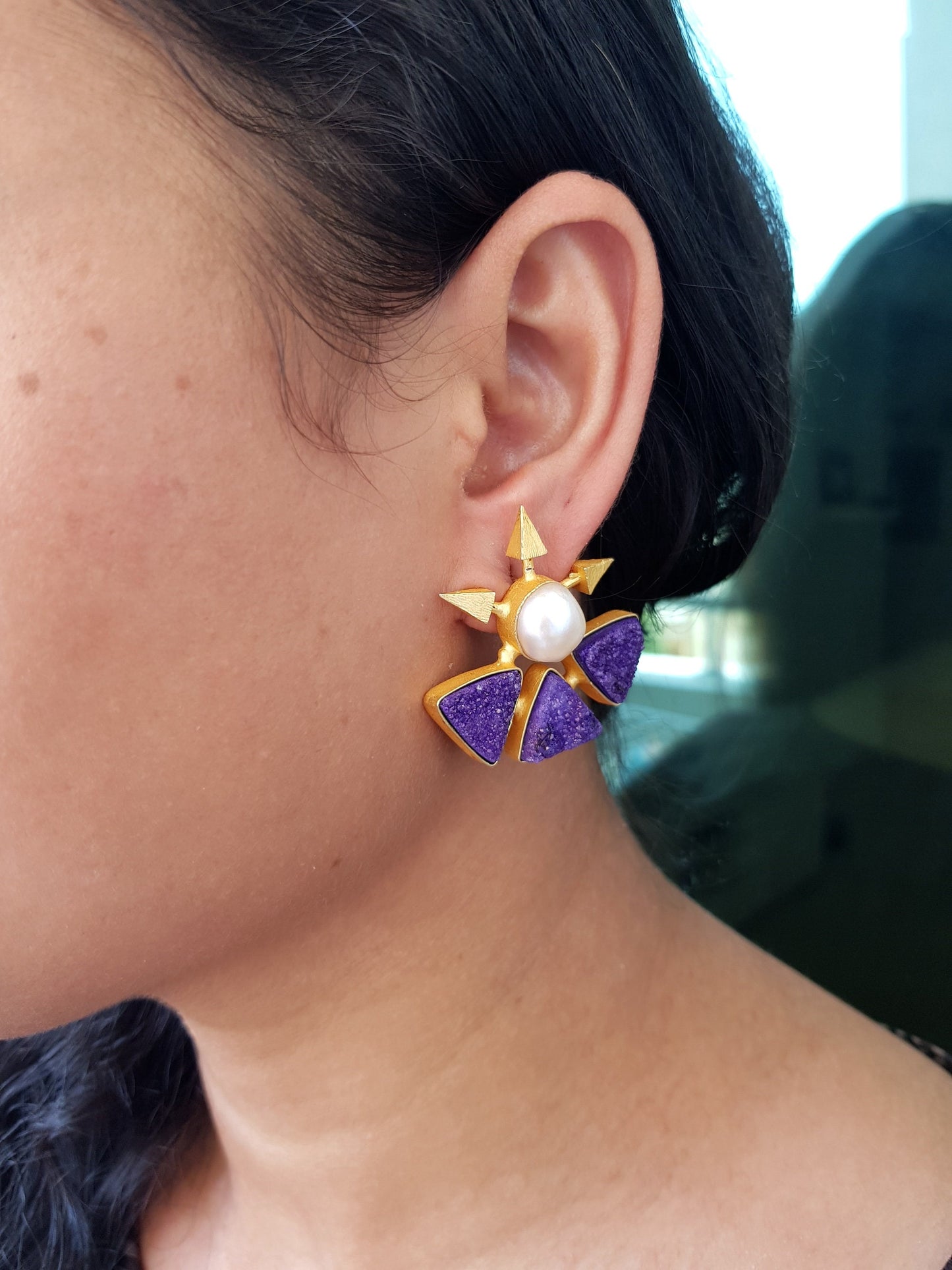 Purple Spike Statement Earrings