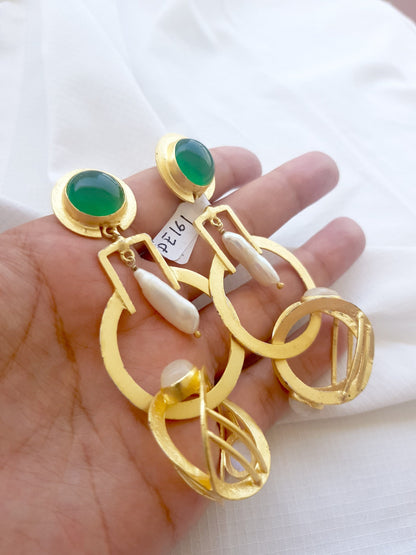 Oversized Green Statement Earrings