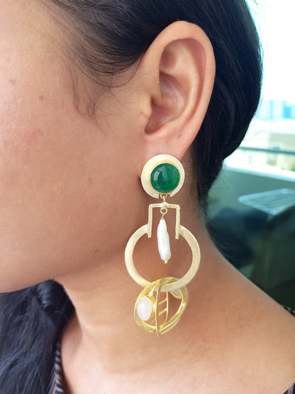 Oversized Green Statement Earrings