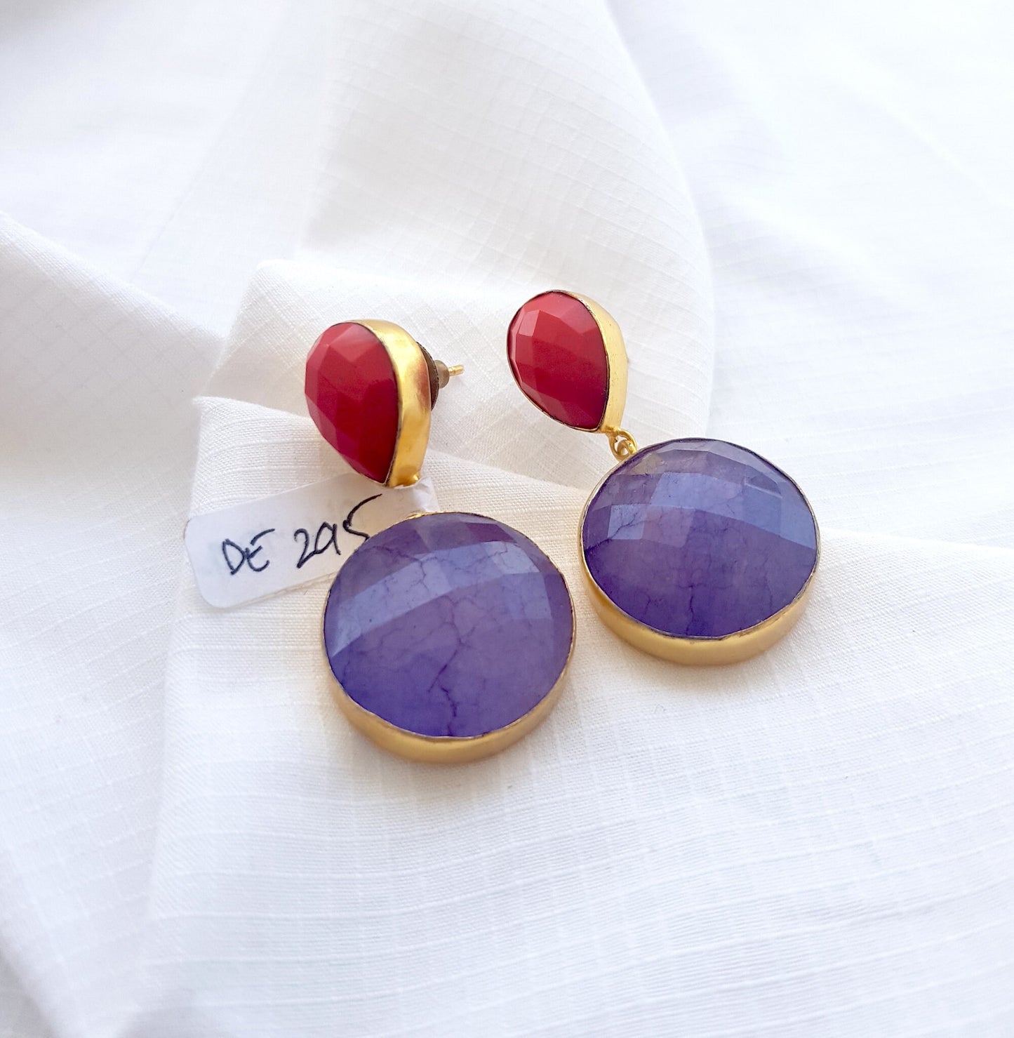 Red Blue Onyx Earrings