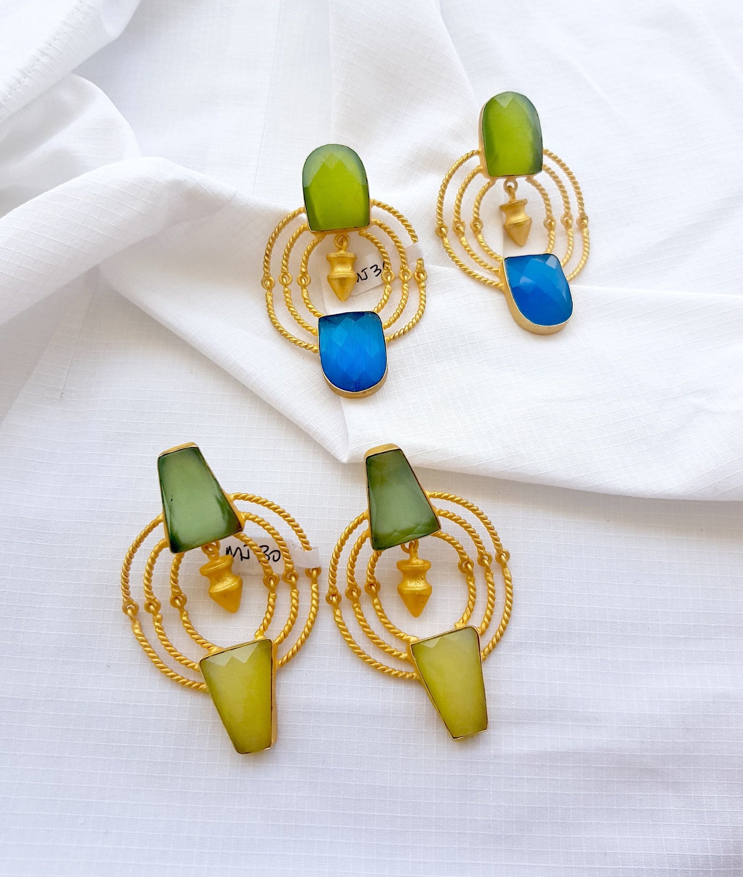 Green Blue Brass Studs