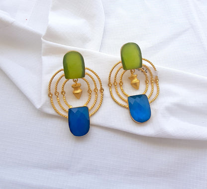 Green Blue Brass Studs