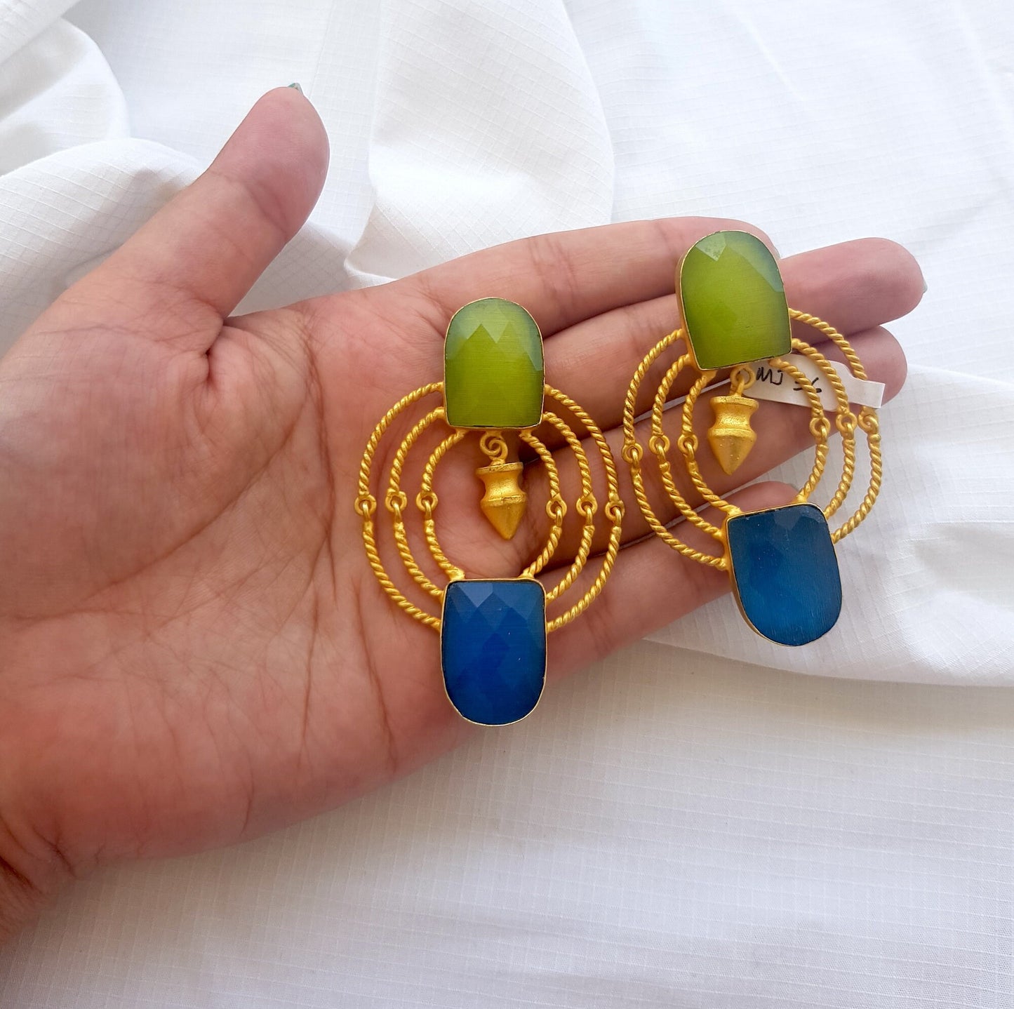 Green Blue Brass Studs