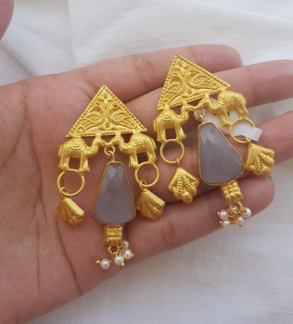 Peacock Camel Dangle Earrings