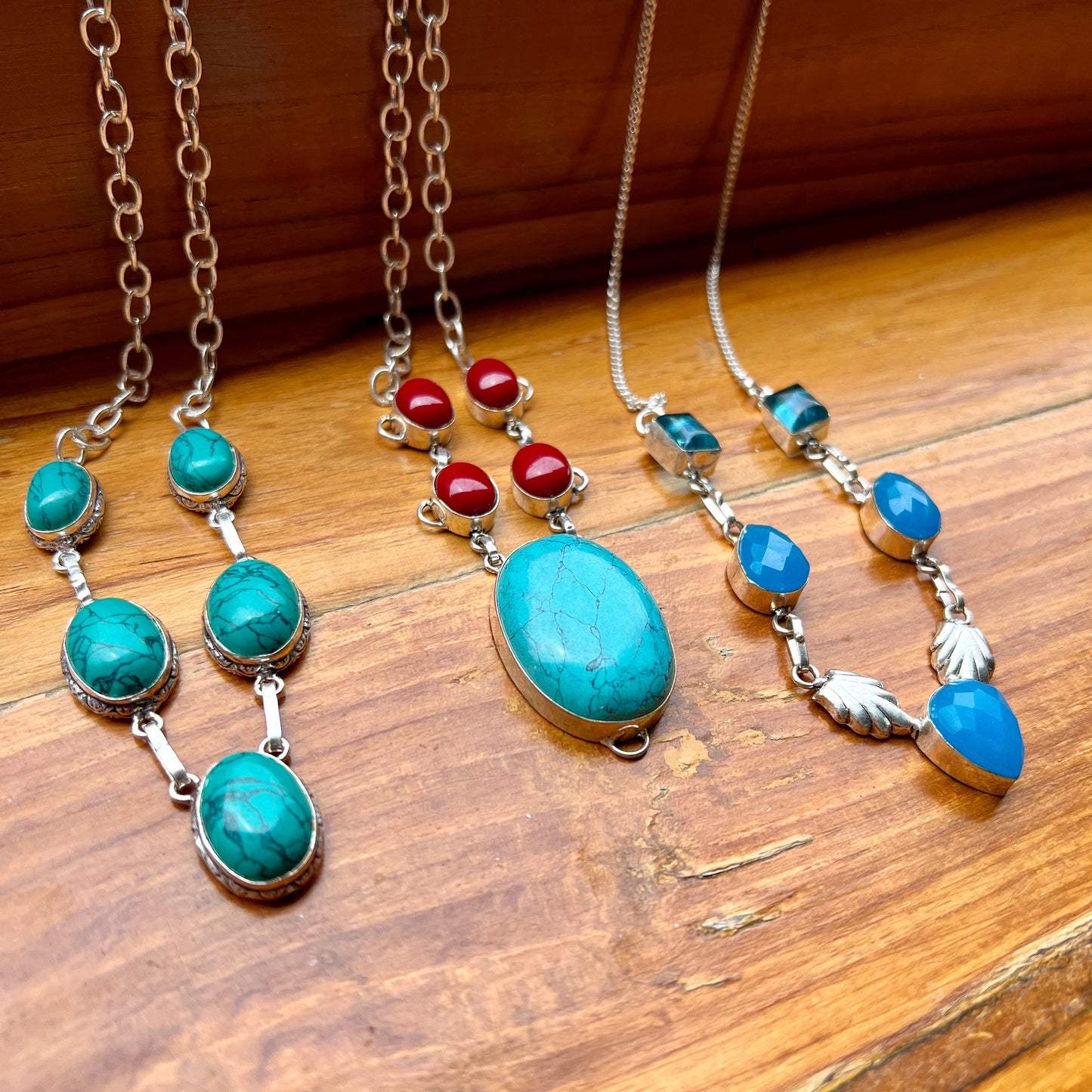 Turquoise Gemstone Bib Necklace