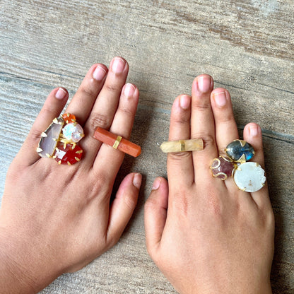 Red Brown Multi Gemstone Ring