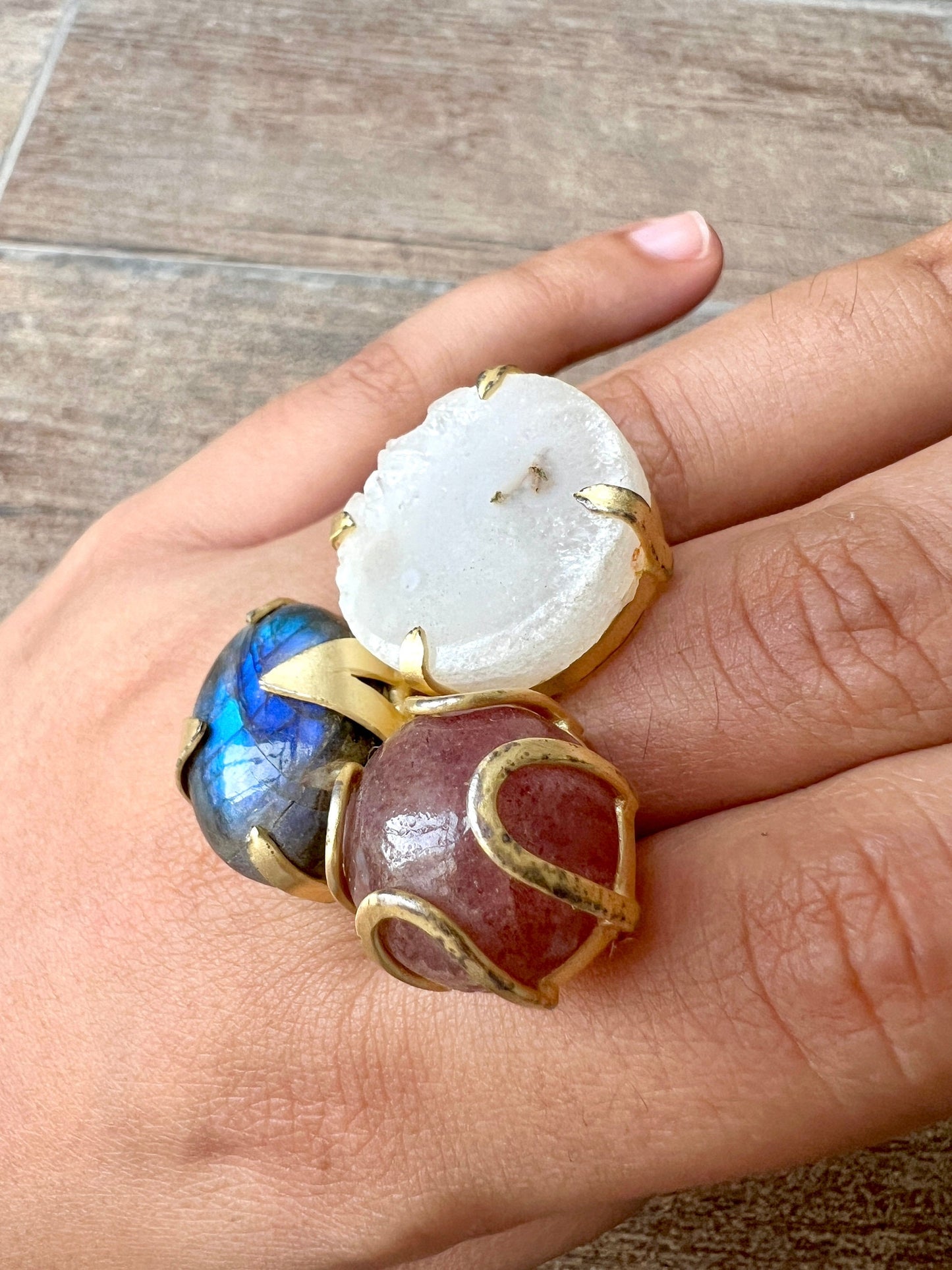 Red Brown Multi Gemstone Ring