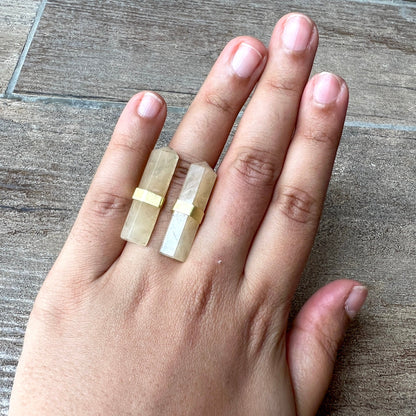 Tiger's Eye Coral Leaf Rings